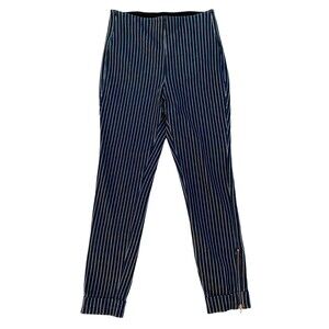 Lyssé Women's size S Indigo Striped Cropped Zipper Cuffs Denim Leggings